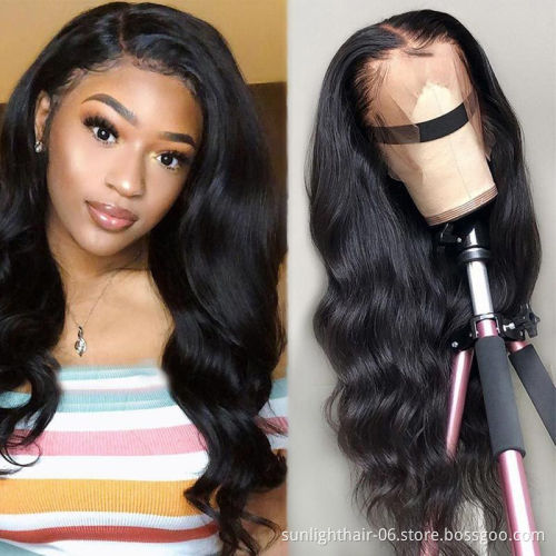 Free sample Body Wave Wig Lace Front Human Hair Wigs Sunlight Pre Plucked Remy Baby Hair 150% Lace Front Wigs For Black Women